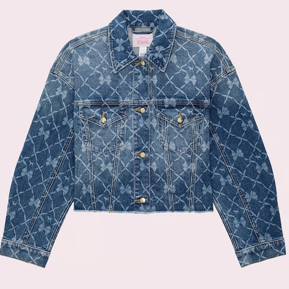LoveShackFancy x PINK Cropped Denim Jacket